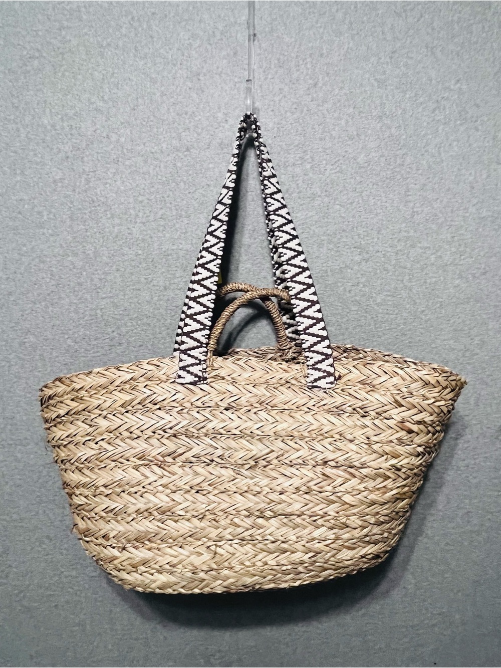 French Market Bag XL Raffia Straw Beach Tote Woven Moroccan Boho